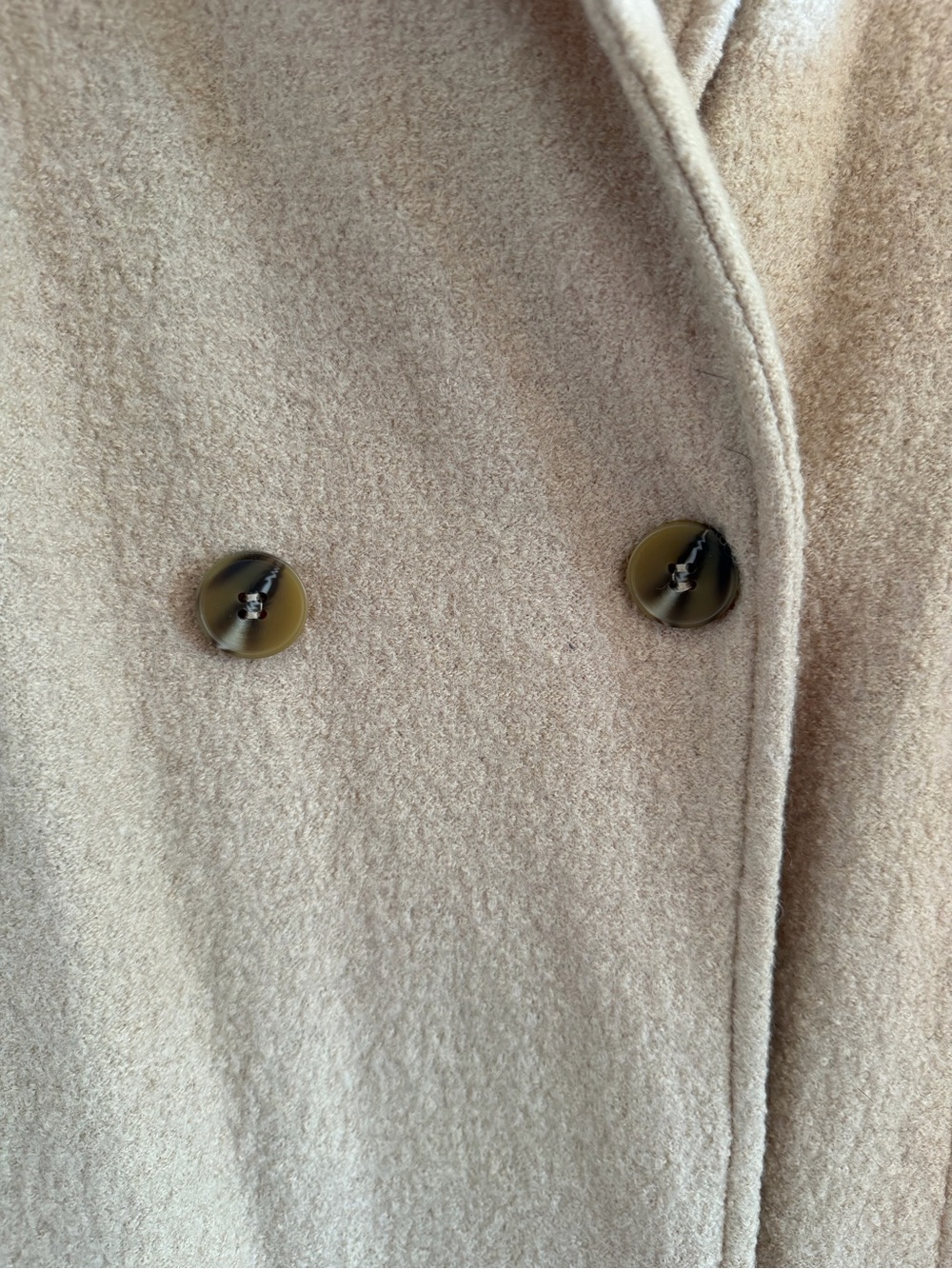 Tahari Beige Long Wool-Blend Double-Breasted Trench Coat - Picture 7 of 11